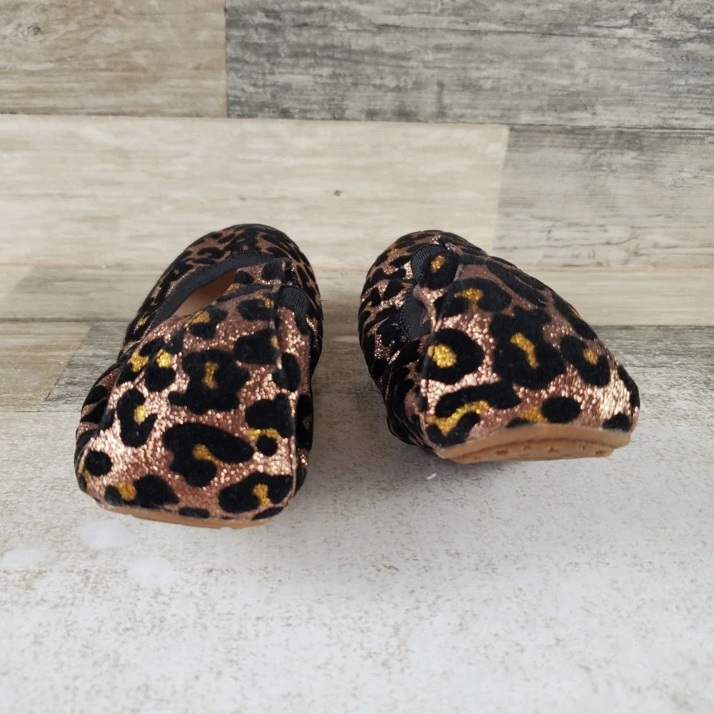 Yosi Samra Miss Samara Womens Glitter Ballet Flat Sz 3 Leopard Print Slip On